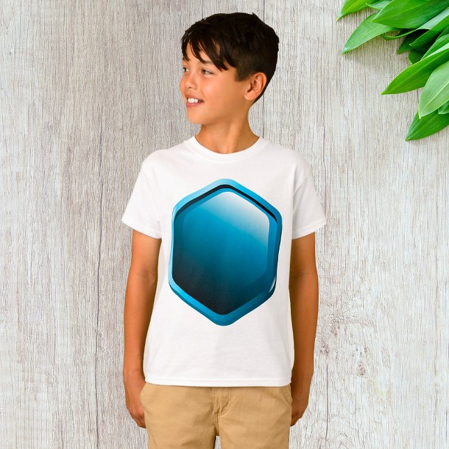 Glossy Blue Hexagon Icon Modern Geometric T Shirt (Skapare uppladdad)