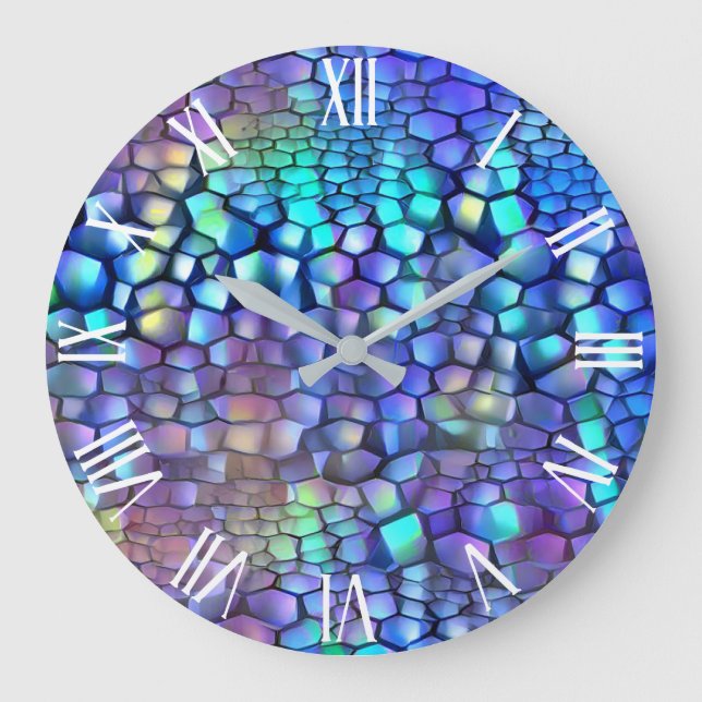 Glossy Blue Lila Wall Art Dream Stor Klocka (Framsida)