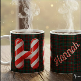 Glossy Candy Cane Striped Christmas Letter H Kaffemugg