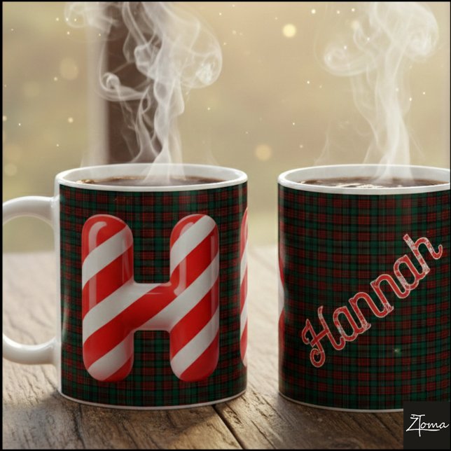 Glossy Candy Cane Striped Christmas Letter H Kaffemugg (Skapare uppladdad)