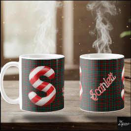 Glossy Candy Cane Striped Christmas Letter S Kaffemugg