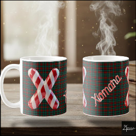 Glossy Candy Cane Striped Christmas Letter X Kaffemugg