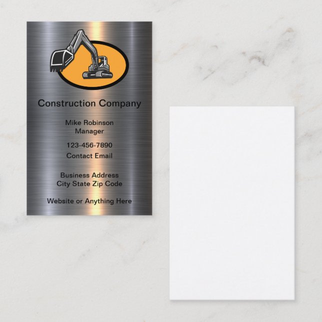 Glossy Classy Construction Business Card Visitkort (Fram/baksida)