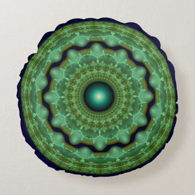 Glossy fairy fractal round ornament rund kudde (Framsidan)