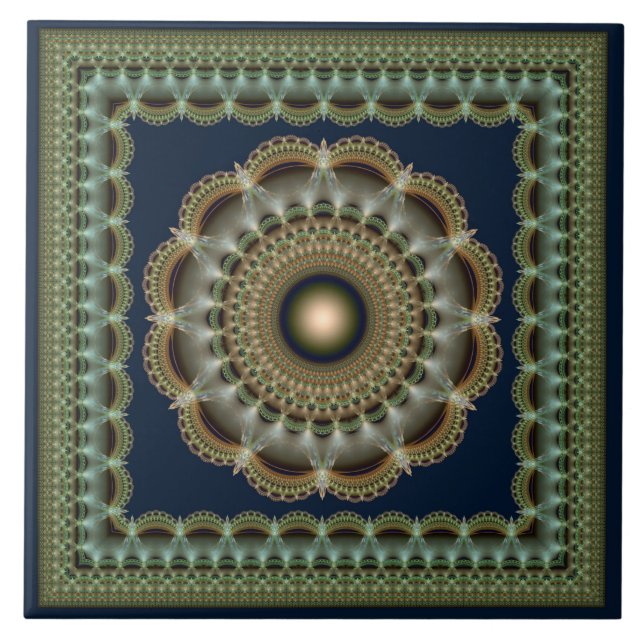 Glossy fractal helig ornament kakelplatta (Framsidan)