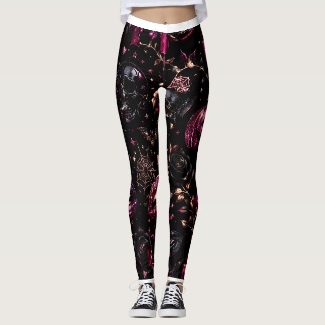 Glossy Gothic Halloween Glam Leggings (Framsida)
