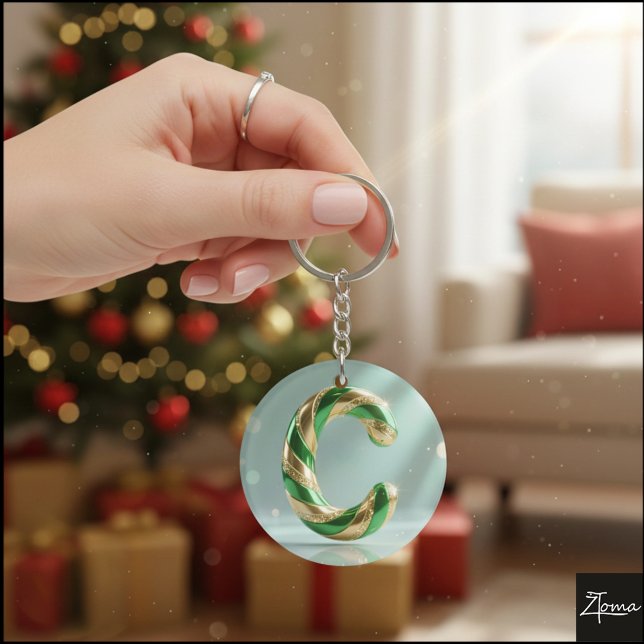 Glossy Green Gold Glitter Striped Letter C (Skapare uppladdad)