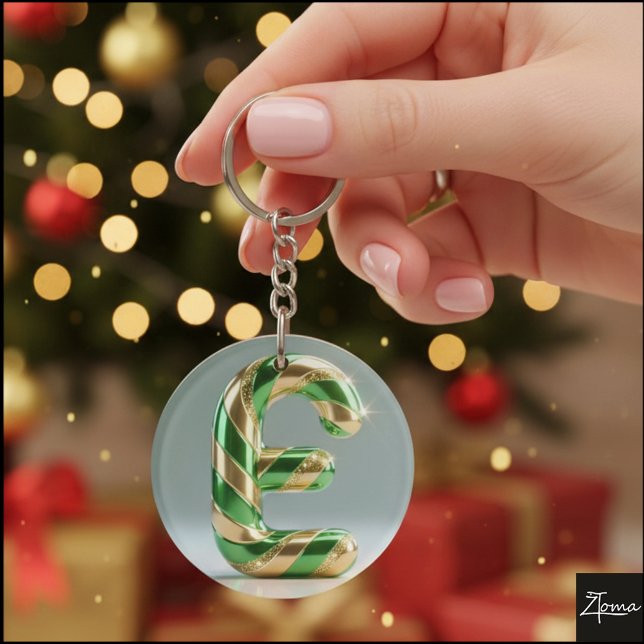 Glossy Green Gold Glitter Striped Letter E (Skapare uppladdad)