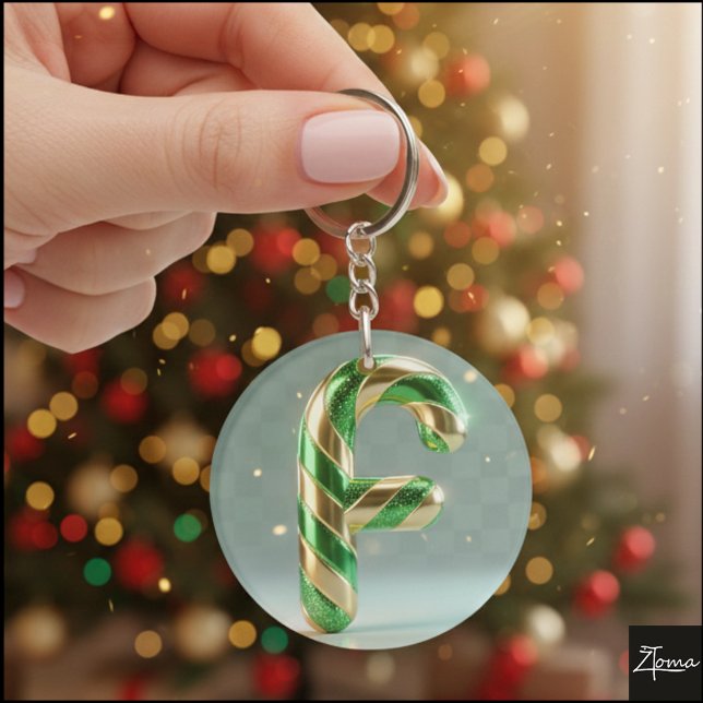 Glossy Green Gold Glitter Striped Letter F (Skapare uppladdad)