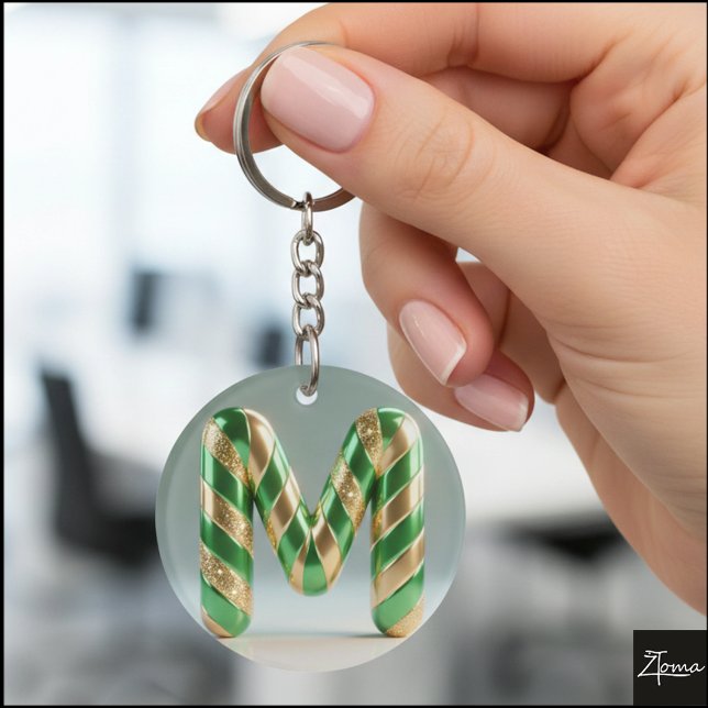 Glossy Green Gold Glitter Striped Letter M (Skapare uppladdad)