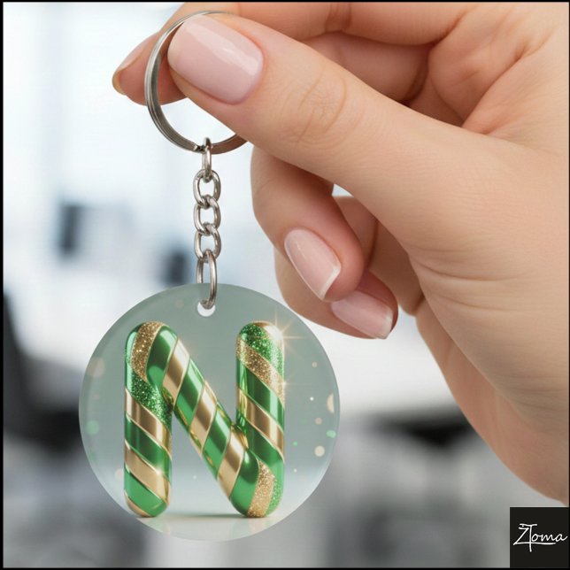 Glossy Green Gold Glitter Striped Letter N (Skapare uppladdad)