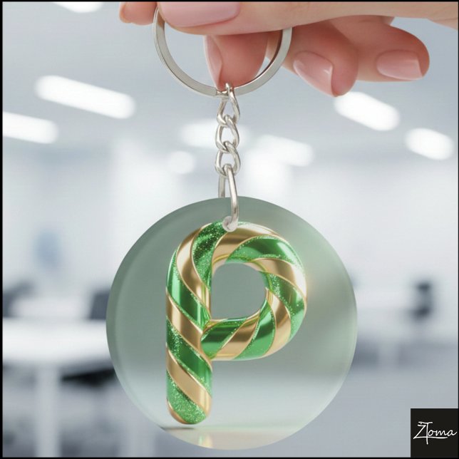 Glossy Green Gold Glitter Striped Letter P (Skapare uppladdad)
