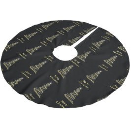 Glossy guld Julgran svart Julgransmatta Borstad Polyester
