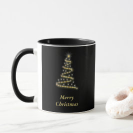 Glossy guld Julgran svart Mugg
