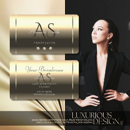 Glossy Guld Optics Sparkling Diamonds Initialer Visitkort