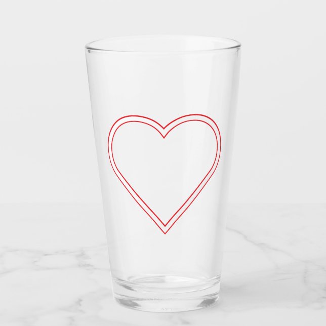 Glossy Heart Glass Tumbler - Elegant Kärlek Glaskopp (Framsida)