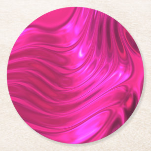 Glossy Hollywood Cerise Toppen Rosa Underlägg Papper Rund