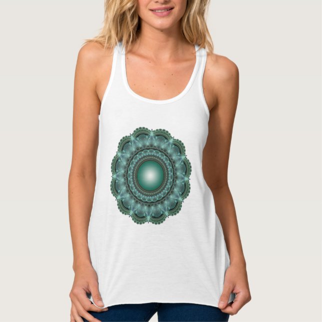 Glossy ornate fractal mandala linne med racerback  (Framsida)