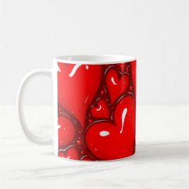 Glossy Red Heart Kaffemugg