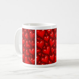 Glossy Red Heart Kaffemugg