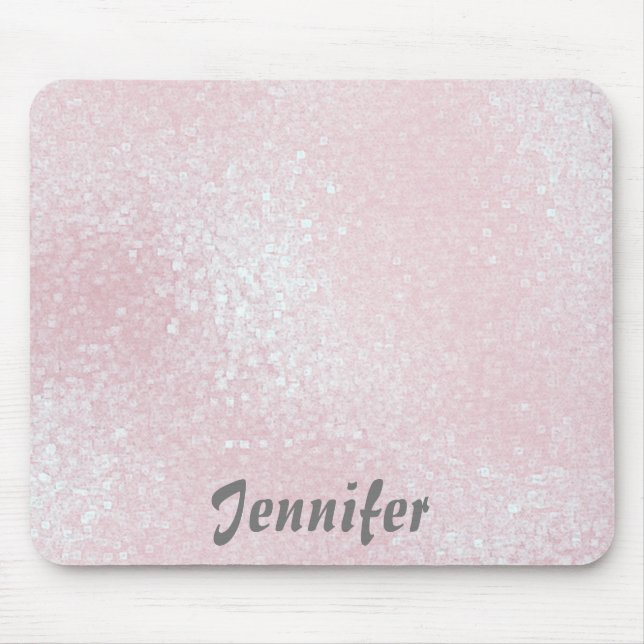 Glossy rosa GIRLY Glitter PERSONLIG DIN NAMN Musmatta (Framsidan)