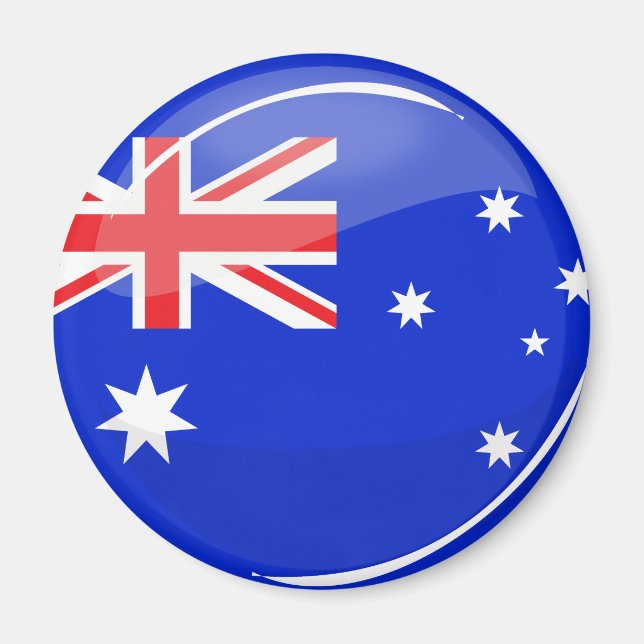 Glossy Round Australian Flagga Magnet (Framsidan)