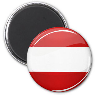 Glossy Round Austria Flagga Magnet