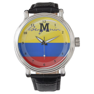 Glossy Round Columbian Flagga Armbandsur