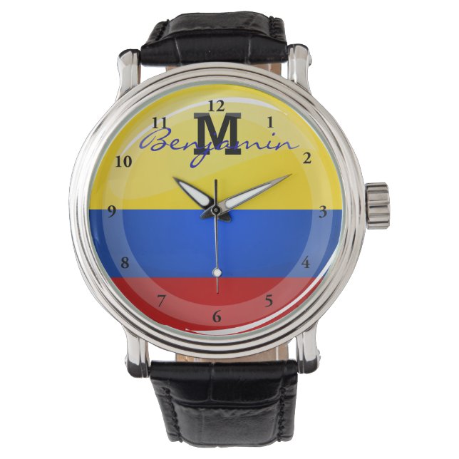 Glossy Round Columbian Flagga Armbandsur (Framsida)