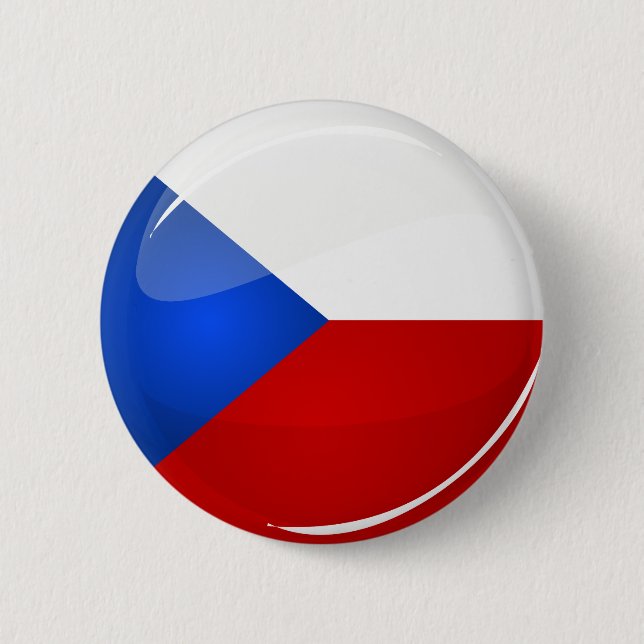 Glossy Round Czech Rep. Flagga Knapp (Framsida)