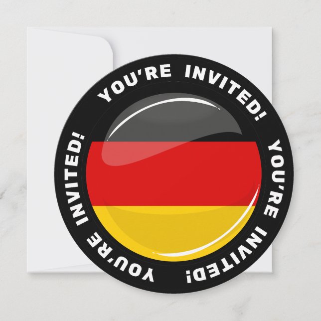 Glossy Round German Flagga Inbjudningar (Framsida)