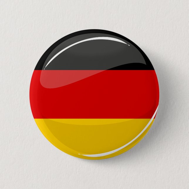 Glossy Round German Flagga Knapp (Framsida)