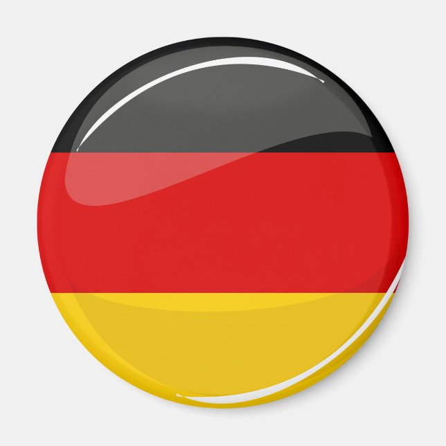 Glossy Round German Flagga Magnet (Framsidan)