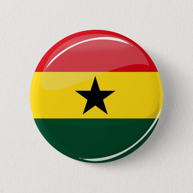 Glossy Round Ghanian Flagga Knapp (Framsida)