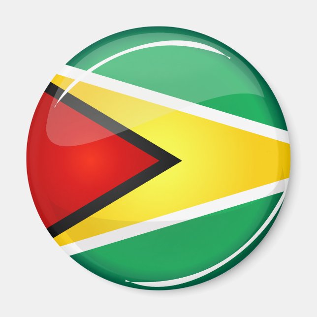 Glossy Round Guyanese Flagga Magnet (Framsidan)