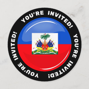 Glossy Round Haitian Flagga Inbjudningar