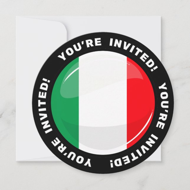 Glossy Round Italienska Flagga Inbjudningar (Framsida)