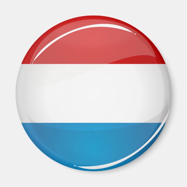 Glossy Round Luxembourg Flagga Magnet (Framsidan)