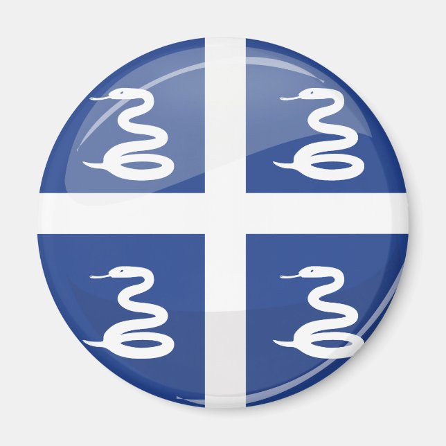 Glossy Round Martinique Flagga Magnet (Framsidan)
