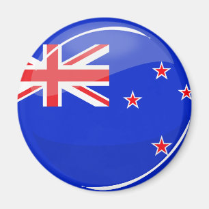 Glossy Round New Zealand Flagga Magnet