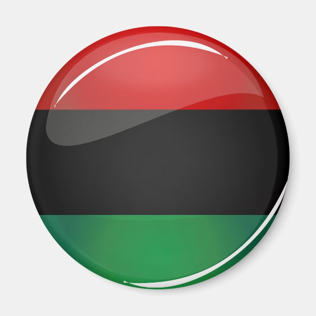 Glossy Round Pan-African Flagga Magnet (Framsidan)