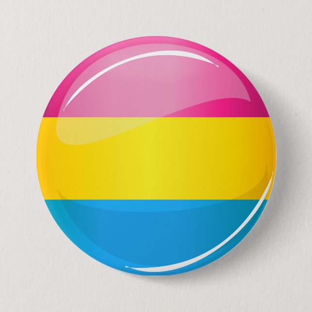 Glossy Round Pansexual Pride Flagga Knapp (Framsida)