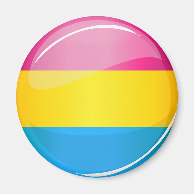 Glossy Round Pansexual Pride Flagga Magnet (Framsidan)