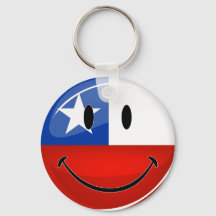 Glossy Round Smiling Chilean Flagga