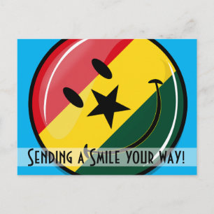 Glossy Round Smiling Ghanian Flagga Vykort