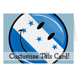 Glossy Round Smiling Honduran Flagga Hälsningskort