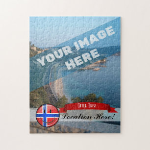 Glossy Round Smiling Norsk Flagga Pussel