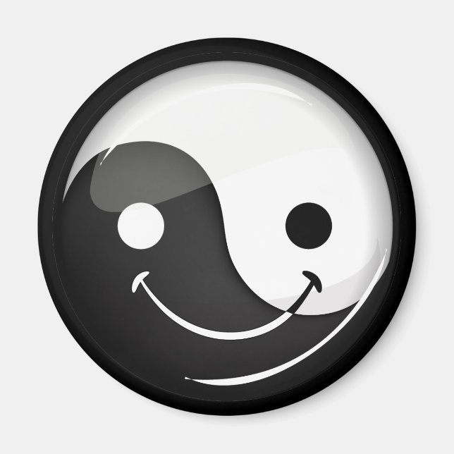 Glossy Round Smiling Yin Yang Symbol Magnet (Framsidan)