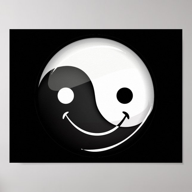 Glossy Round Smiling Yin Yang Symbol Poster (Framsidan)
