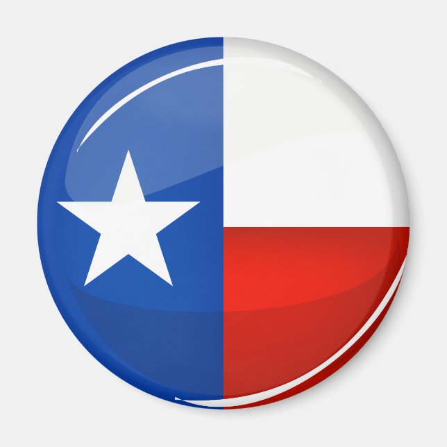 Glossy Round Texas Flagga Magnet (Framsidan)